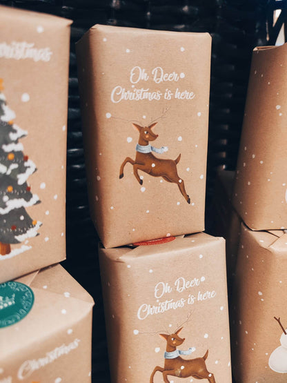 Savon artisanal kraft motif féerique Noël idée cadeau de Noël sapin renne bonhomme de neige portugal Saudade concept store Cherbourg Normandie