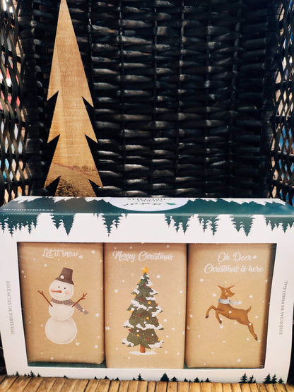 Savon artisanal kraft motif féerique Noël idée cadeau de Noël sapin renne bonhomme de neige portugal Saudade concept store Cherbourg Normandie