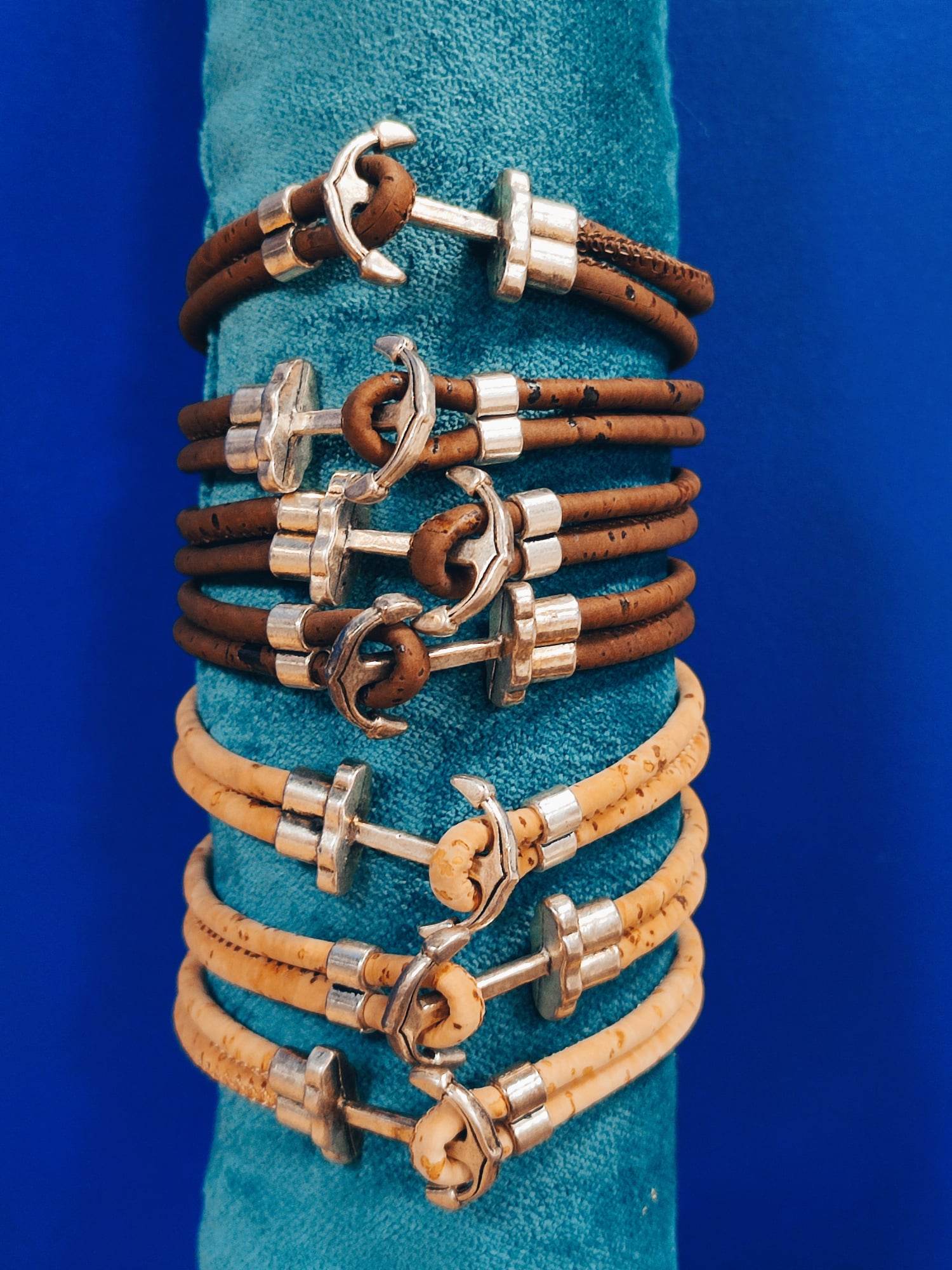 Bracelet corde torsadée ancre - Rouge et Bleu - Bracelet Ancre Homme