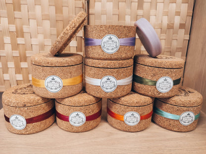 savon liège boîte parfums huiles essentielles violette lavande jasmin eucalyptus citron orange fruits rouges ccer soin du visage soin du corps hygiène cherbourg portugal artisanat saudade cotentinise 