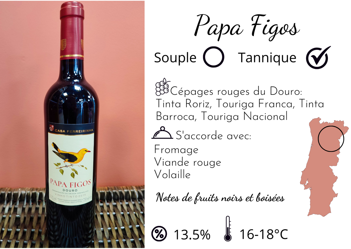 vin rouge papa figos douro appellation d'origine controlée vin puissant cuisine apéritif portugal épicerie fine épicerie portugaise saudade concept store cherbourg normandie